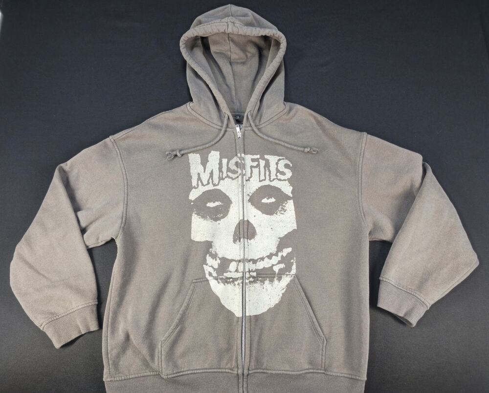 Misfits Skull Zip Up Hoodie Gray H&M Licensed Punk Rock Band Men's Medium